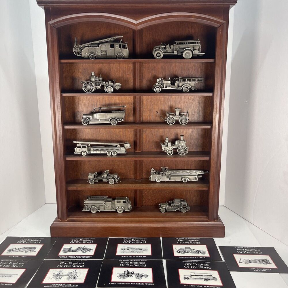 Franklin Mint Fire Engines of the World Pewer Set + Display Case